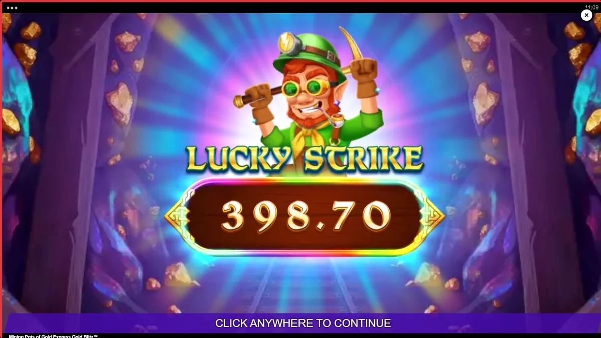 Tampilan visual slot Mining Pots of Gold Express Gold Blitz dengan tema tambang Irlandia