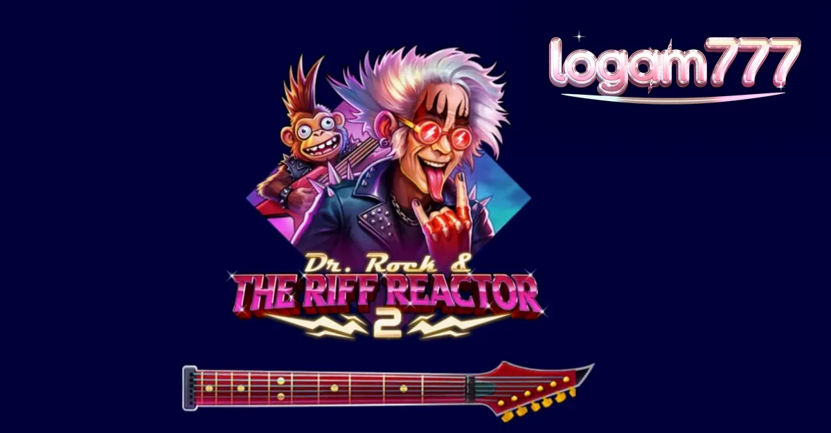 Dr. Rock & the Riff Reactor 2 slot game interface with neon lights and rock theme